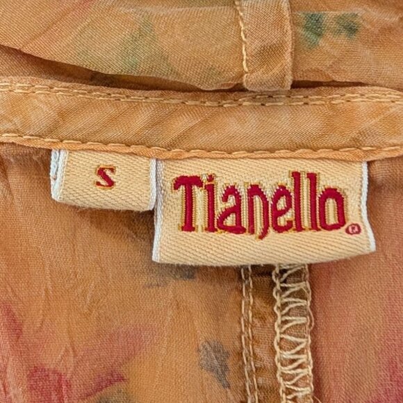 Tianello Martha Duster Womens Size Small Orange Floral Long Sleeve Cardigan - Picture 3 of 9